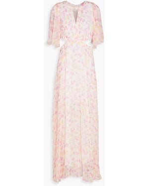 Maje Cutout Printed Georgette Maxi Dress - Pink