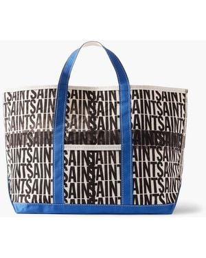 Saint Michael Logo-Print Canvas Tote Bag - Blue
