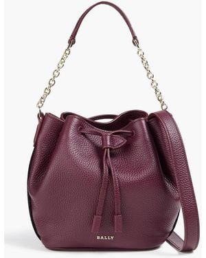 Bally Adria Pebbled-Leather Bucket Bag - Purple