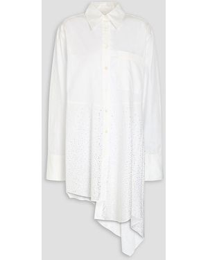 JW Anderson Asymmetric Crystal-Embellished Cotton-Poplin Shirt - White
