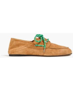 Sandro Collapsible-Heel Suede Boat Shoes - Brown