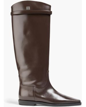 TOTEME Glossed-Leather Knee Boots - Brown