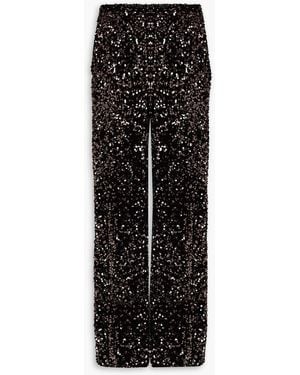 Badgley Mischka Hose aus samt mit weitem bein und pailletten - Schwarz