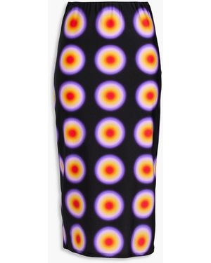 Sportmax Gestro Printed Satin-jersey Midi Pencil Skirt - Blue