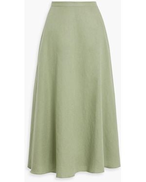 Mikael Aghal Cotton And Linen-Blend Midi Skirt - Green