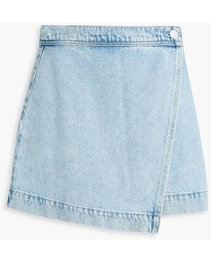 PAIGE Aven Denim Mini Wrap Skirt - Blue
