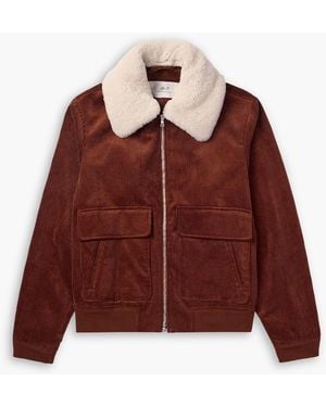 MR P. Shearling-Trimmed Cotton-Corduroy Bomber Jacket - Red