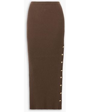 Blazé Milano Alegria Ribbed Silk And Cotton-blend Maxi Skirt - Brown