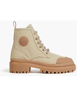 Maje Cotton-canvas Combat Boots - Natural
