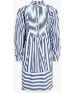 ALEXACHUNG Chaucer Striped Cotton-poplin Mini Shirt Dress - Blue