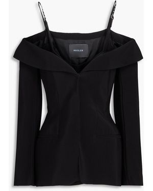 Mugler Cold-Shoulder Twill Jacket - Black