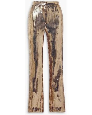 LAQUAN SMITH Sequined Stretch-jersey Straight-leg Trousers - Natural