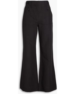 Ulla Johnson Gabriella Cotton, Linen And Silk-blend Flared Pants - Black