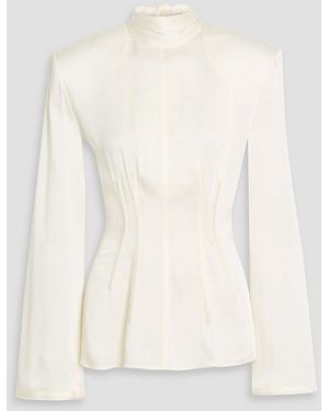 Stella McCartney Cutout Satin-Crepe Blouse - Natural