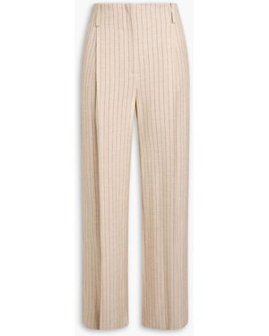 Sandro Pinstriped Crepe Wide-leg Trousers - Natural