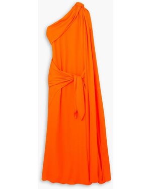 Johanna Ortiz Rituales De Valentia One-shoulder Silk Crepe De Chine Maxi Dress - Orange