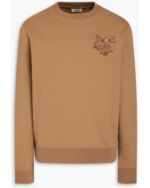 Sandro Appliquéd French Cotton-terry Sweatshirt - Brown