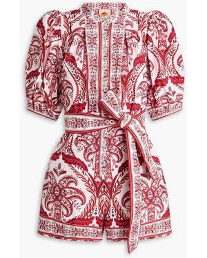 FARM Rio Paisley-print Cotton-poplin Playsuit - Red