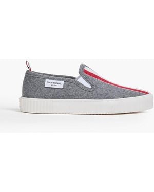 Thom Browne Heritage Striped Felt Slip-on Trainers - Grey