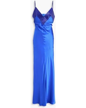 Nue Maxikleid aus einer seidenmischung mit kristallverzierung - Blau