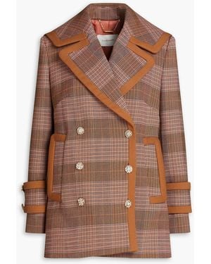 Zimmermann Double-breasted Prince Of Wales Checked Tweed Coat - Brown
