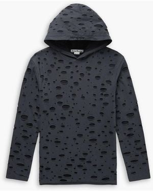 Acne Studios Eipe Distressed Cotton-Jersey Hoodie - Blue