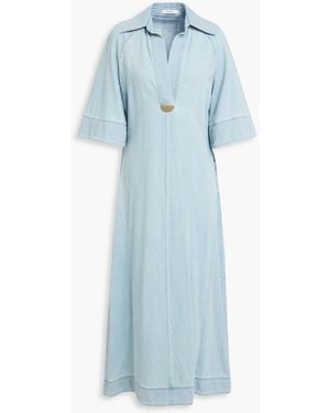 Zimmermann Verziertes hemdkleid in midilänge aus denim - Blau