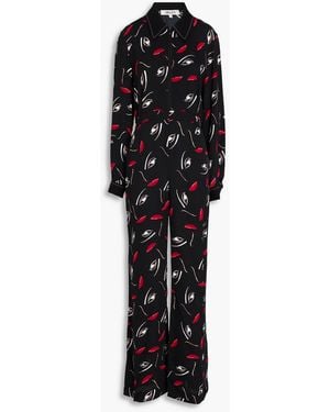 Diane von Furstenberg Kyoto Printed Crepe Jumpsuit - Black