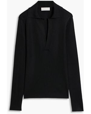 Veronica de Piante Ada Stretch-Knit Polo Sweater - Black