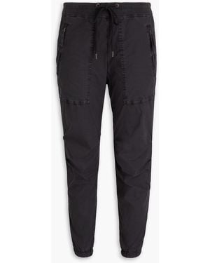 James Perse Cropped Stretch-Cotton Poplin Tapered Trousers - Blue