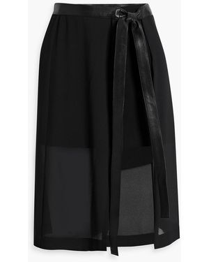 Proenza Schouler Leather-trimmed Layered Chiffon Skirt - Black
