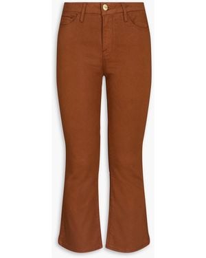 FRAME Le Crop Mini Boot Coated High-Rise Bootcut Jeans - Brown