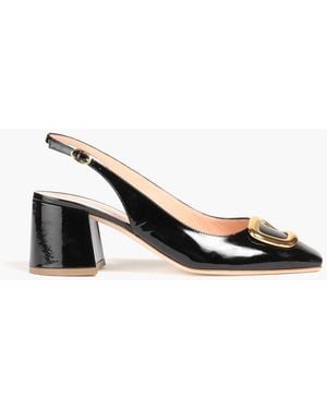 Rupert Sanderson Embellished Patent-leather Slingback Court Shoes - Black