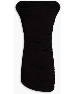 Norma Kamali Diana One-Shoulder Ruched Jersey Mini Dress - Black