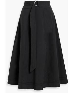 Veronica Beard Facia Belted Cotton-Blend Poplin Midi Skirt - Black