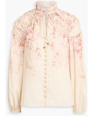Zimmermann Floral-Print Ramie Top - Natural