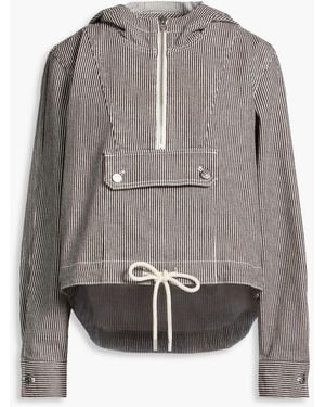 Veronica Beard Kaeli Striped Cotton-blend Hooded Anorak - Grey