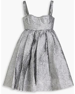 Cecilie Bahnsen Onique Pleated Lamé Mini Dress - Grey