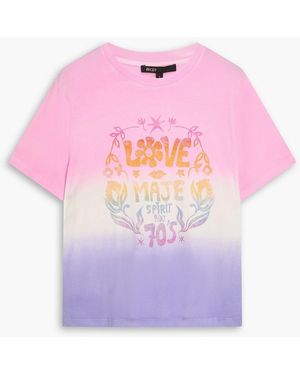 Maje Printed Dégradé Cotton-Jersey T-Shirt - Pink