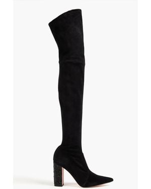 Gina Crystal-embellished Suede Over-the-knee Boots - Black
