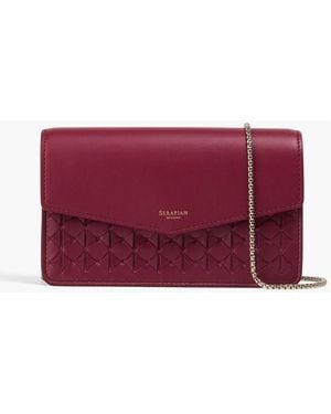 Serapian Mosaico Woven Leather Clutch - Red