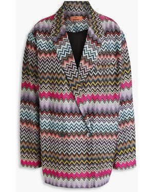 Missoni Metallic Crochet-knit Blazer - Grey