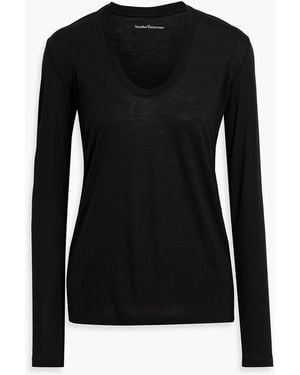 Another Tomorrow Lyocell-Jersey Top - Black
