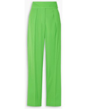 Christopher John Rogers Pleated Wool Tapered Trousers - Green