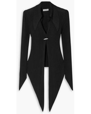 GRACE LING Embellished Asymmetric Ribbed-knit Cardigan - Black