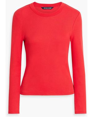 Veronica Beard Pruitt Ribbed Pima Cotton-Blend Top - Red