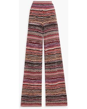 Missoni Metallic Crochet-Knit Wide-Leg Pants - Red