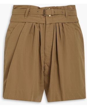 Isabel Marant Danica Pleated Cotton-Blend Shorts - Natural