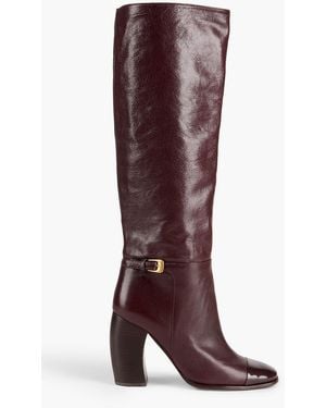 Tory Burch Pebbled-Leather Knee Boots - Brown