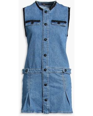 Maje Crystal-Embellished Denim Mini Dress - Blue